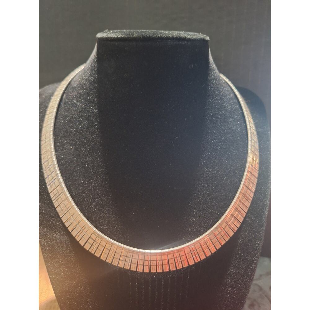 Vintage Italian Sterling Silver Collar Choker Necklace 925 Italy Geometric Tile
